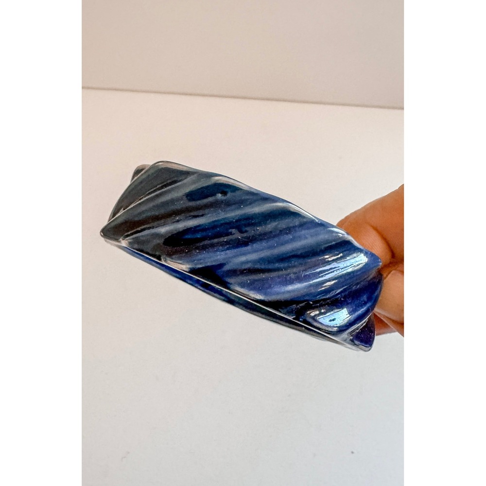 Vintage Blue Marbled Acrylic Resin Bangle Bracelet Chunky Twisted Statement